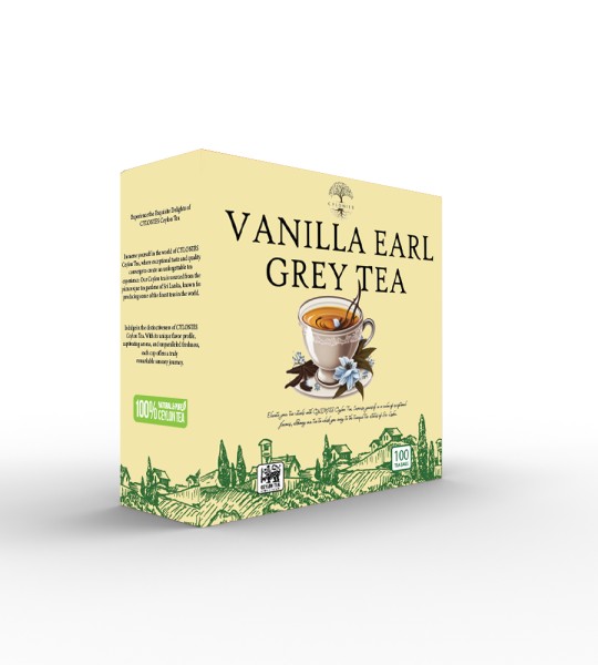 Chá Earl Grey de baunilha - 100 saquinhos de chá (caixa de papelão)