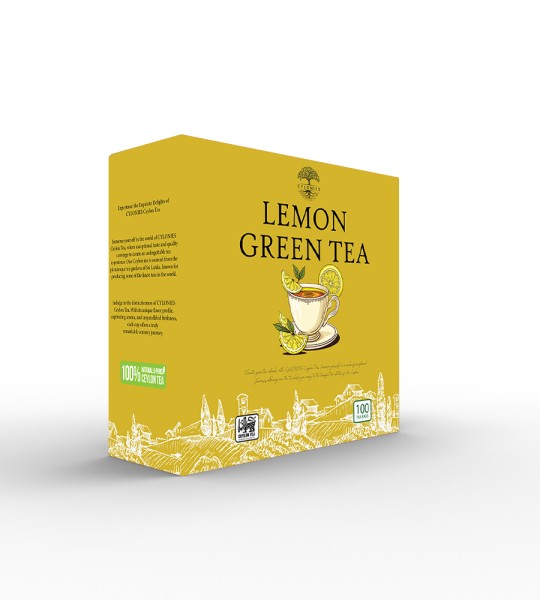 Tè verde di Ceylon al limone -100 bustine di tè (Scatola di cartone)