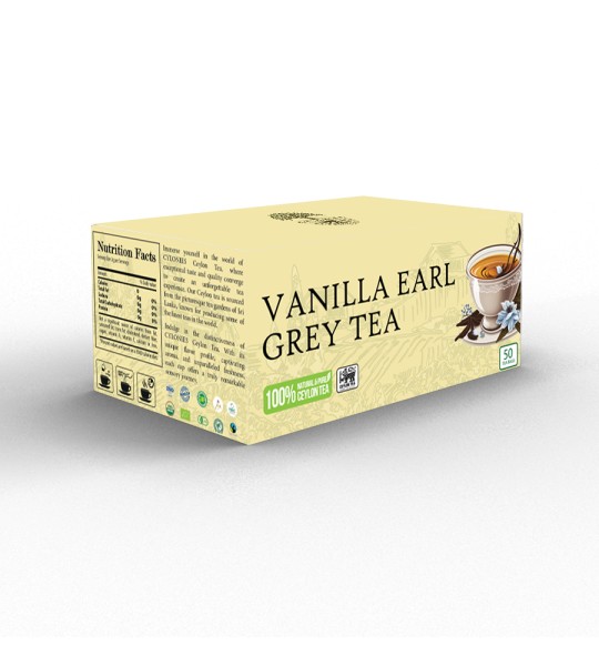 Chá Earl Grey de baunilha - 50 saquinhos de chá (caixa de papelão)
